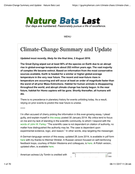 Climate-Change Summary and Update – Nature Bats Last