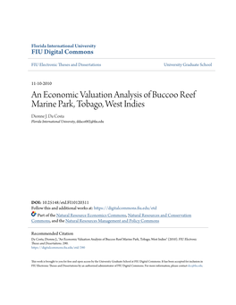 An Economic Valuation Analysis of Buccoo Reef Marine Park, Tobago, West Indies Dionne J