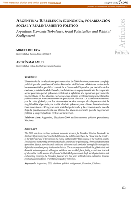 Artículos MIGUEL DE LUCA Ciencia Universidad De Buenos Aires-CONICET Política