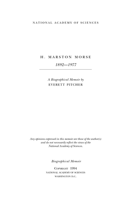 H. Marston Morse