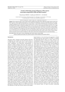 Genetic Relationship Among Indigenous Coffee Species from India Using RAPD, ISSR and SRAP Markers