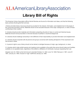 Library Bill of Rights