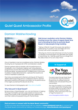 Quiet Quest Ambassador Profile