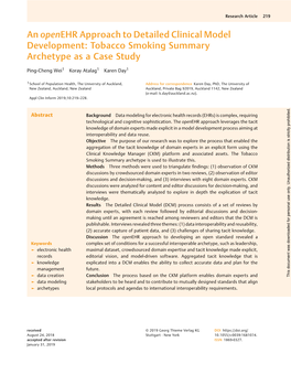 An Openehr Approach to Detailed Clinical Model Development: Tobacco Smoking Summary Archetype As a Case Study