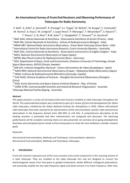 An International Survey of Front-End Receivers and Observing Performance of Telescopes for Radio Astronomy