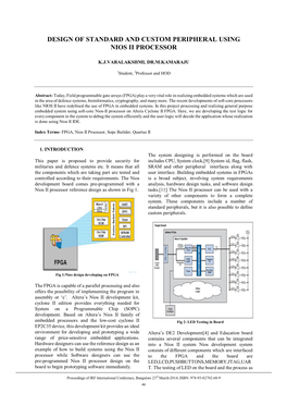 Design of Standard and Custom Peripheral Using Nios Ii Processor