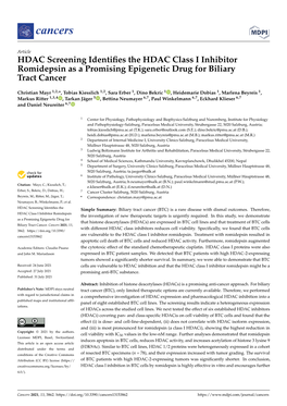 HDAC Screening Identifies the HDAC Class I Inhibitor Romidepsin As A