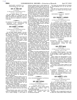 CONGRESSIONAL RECORD— Extensions of Remarks E684 HON. W. TODD AKIN HON. ROBERT J. WITTMAN HON. MIKE COFFMAN HON. TIMOTHY V. JO