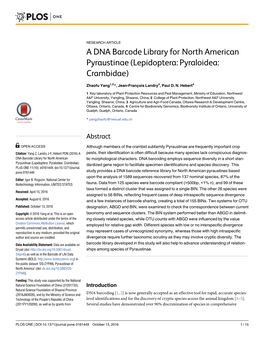 A DNA Barcode Library for North American Pyraustinae (Lepidoptera: Pyraloidea: Crambidae)