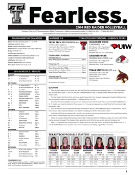 2014 Red Raider Volleyball