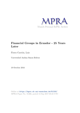 Financial Groups in Ecuador - 25 Years Later