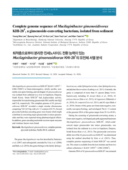 Complete Genome Sequence of Mucilaginibacter Ginsenosidivorax KHI-28T, a Ginsenoside-Converting Bacterium, Isolated from Sediment