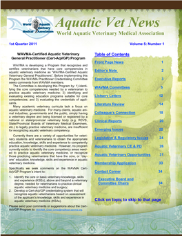 Aquatic Vet News 2011 5(1)