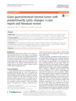 Giant Gastrointestinal Stromal Tumor with Predominantly Cystic Changes