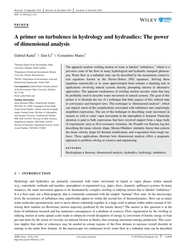 A Primer on Turbulence in Hydrology and Hydraulics: the Power of Dimensional Analysis