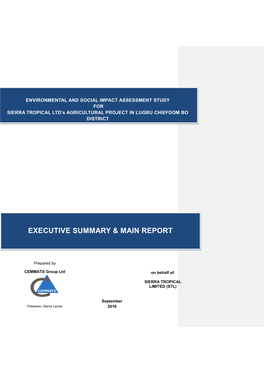 Environmental and Social Impact Assessment (ESIA) for the Sierra Tropical Ltd Agricultural Project: Executive Summary and Main Report