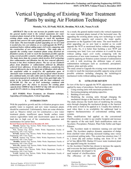 Vertical Upgrading of Existing Water Treatment Plants by Using Air Flotation Technique