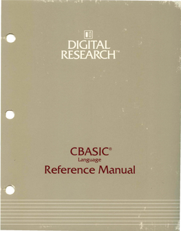 CBASIC® Language Reference Manual [Q] DIGITAL RESEARCHTM