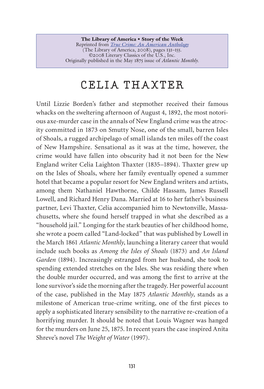 Celia Thaxter: a Memorable Murder