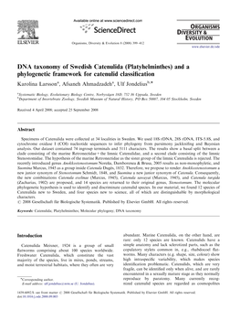 DNA Taxonomy of Swedish Catenulida (Platyhelminthes) and A