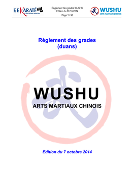 Règlement Des Grades (Duans) ARTS MARTIAUX CHINOIS