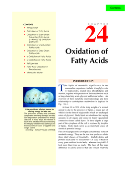 Oxidation of Fatty Acids