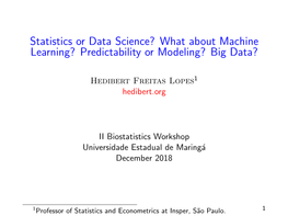 Statistics Or Data Science? What About Machine Learning? Predictability Or Modeling? Big Data?