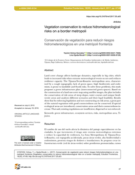 Vegetation Conservation to Reduce Hidrometeorological Risks on a Border Metropoli