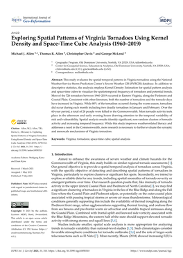 Exploring Spatial Patterns of Virginia Tornadoes Using Kernel Density and Space-Time Cube Analysis (1960–2019)