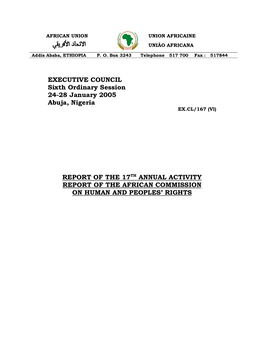 EXECUTIVE COUNCIL Sixth Ordinary Session 24-28 January 2005 Abuja, Nigeria EX.CL/167 (Vl)