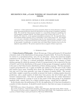 HEURISTICS for P-CLASS TOWERS of IMAGINARY QUADRATIC FIELDS