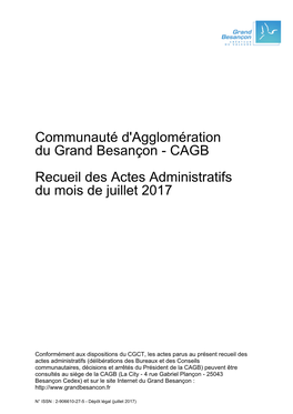 Recueil Des Actes Administratifs Du Mois De Juillet 2017