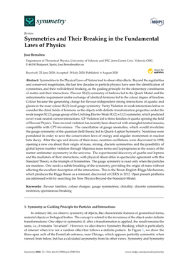 Symmetries and Their Breaking in the Fundamental Laws of Physics