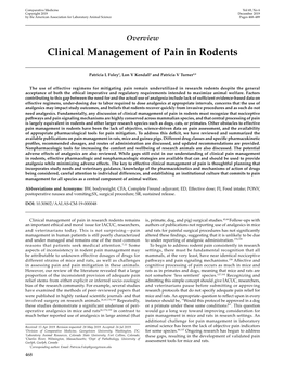 Clinical Management of Pain in Rodents