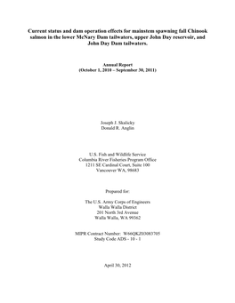 Current Status and Dam Operation Effects for Mainstem Spawning Fall