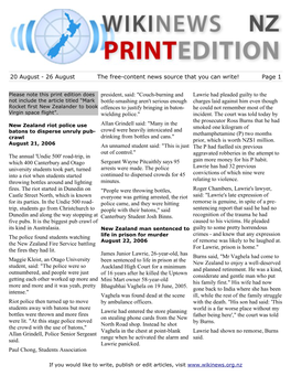 20 August - 26 August the Free-Content News Source That You Can Write! Page 1