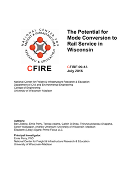 The Potential for Mode Conversion to Rail Service in Wisconsin