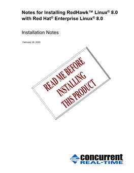 Notes for Installing Redhawk™ Linux® 8.0 with Red Hat® Enterprise