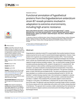 Functional Annotation of Hypothetical Proteins from the Exiguobacterium