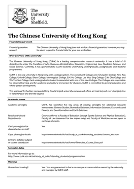 The Chinese University of Hong Kong Financial Requirement