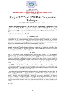 Study of LZ77 and LZ78 Data Compression Techniques Suman M