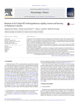 Relation of 18-F-Dopa PET with Hypokinesia-Rigidity, Tremor and Freezing in Parkinson's Disease