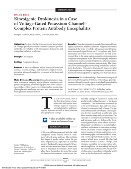 Kinesigenic Dyskinesia in a Case of Voltage-Gated Potassium Channel–Complex Protein Antibody Encephalitis