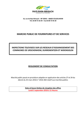 Marche Public De Fournitures Et De Services