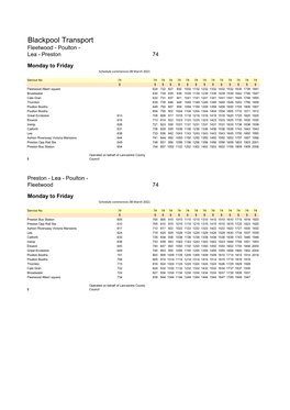 Blackpool Transport Fleetwood - Poulton - Lea - Preston 74