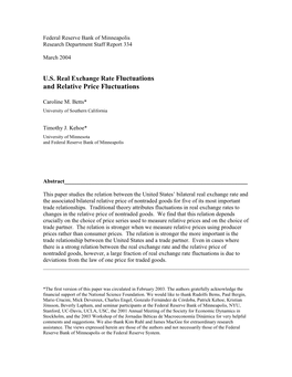 U.S. Real Exchange Rate Fluctuations and Relative Price Fluctuations