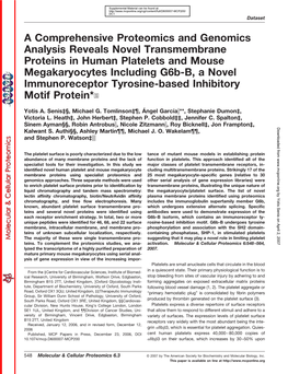 A Comprehensive Proteomics and Genomics Analysis Reveals Novel