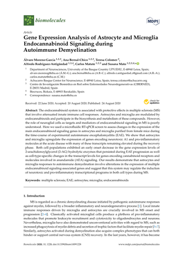 Gene Expression Analysis of Astrocyte and Microglia Endocannabinoid Signaling During Autoimmune Demyelination