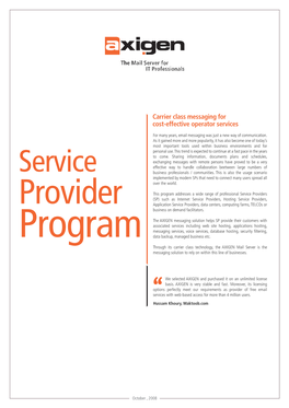 Service Provider Program