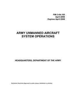 Army Unmanned Aircraft System Operations